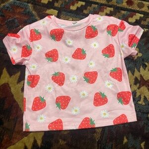 Strawberry Print Pink Kids Shirt